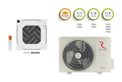 Rotenso LCAC Deckenkassette Tenji 3,5 kW bis 5,3 kW Single-Split Set Digital Inverter WiFi A++