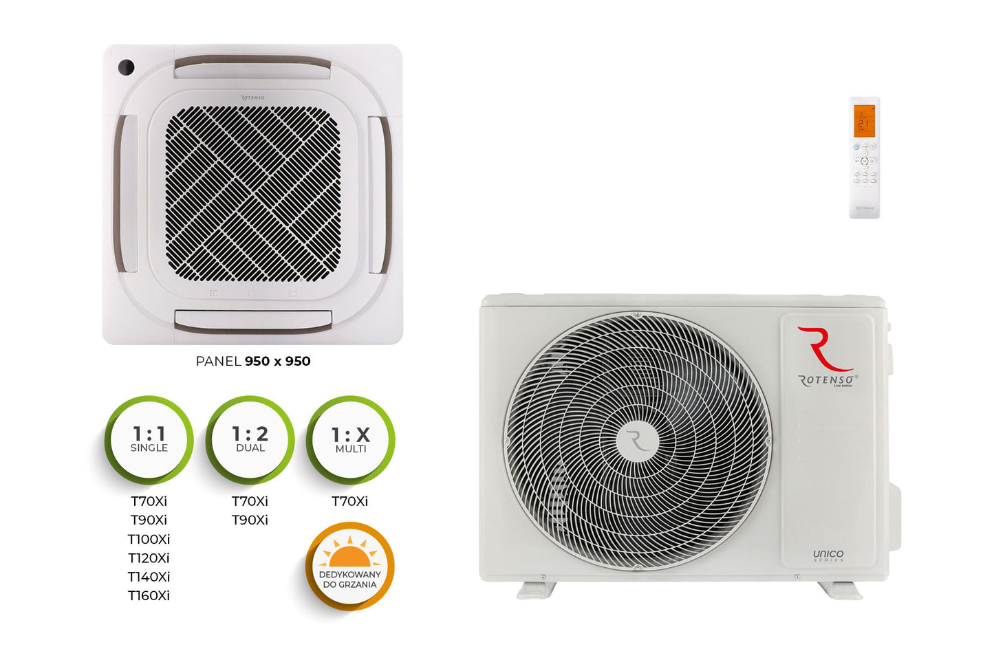 Rotenso LCAC Deckenkassette Tenji 7 kW bis 15,2 kW Single-Split Set Digital Inverter WiFi A++