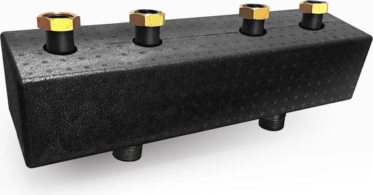 Heating circuit manifold for 2 circuits - DN25 manifold for pump groups - Sunex 2GPO DN25 125mm