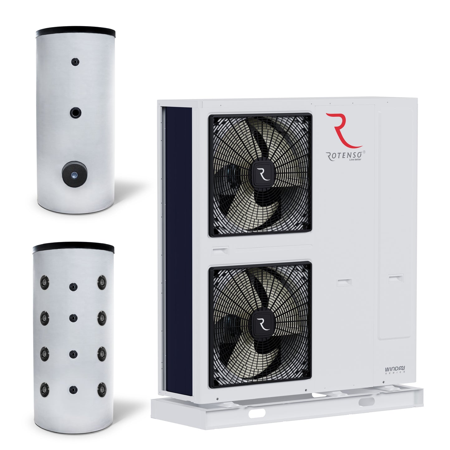 Rotenso Windmi Wärmepumpe Monoblock Luft-Wasser 14KW WIM140X3 BAFA - Pufferspeicher - Brauchwasserspeicher