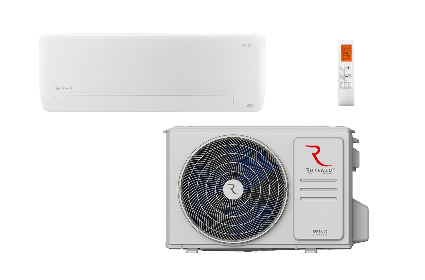 Rotenso Premium Klimaanlage Revio 2,7 kW bis 7 kW Single-Split Wandgeräte-Set Digital Inverter WiFi A+++