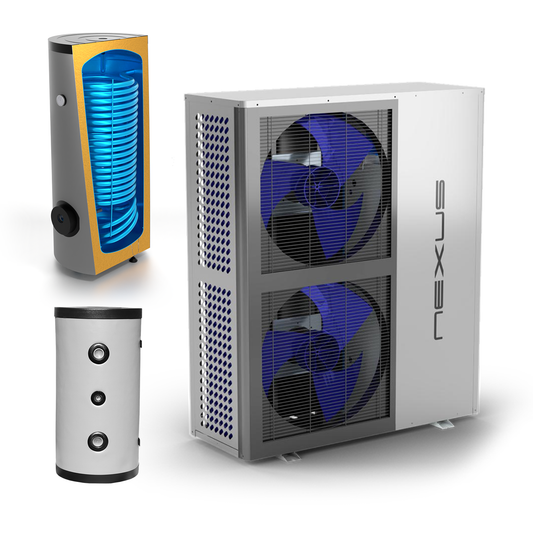 Sunex Wärmepumpe 18 kW NEXUS M18 EVI Monoblock Set mit 300 L Warmwasser und 100 L Pufferspeicher