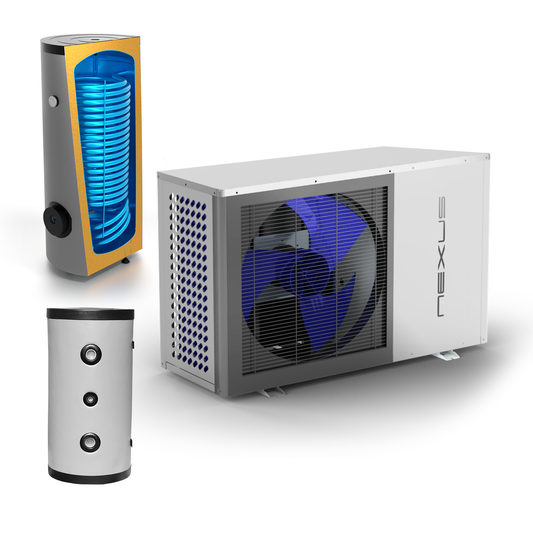 Sunex Wärmepumpe 13 kW NEXUS M13 EVI Monoblock Set mit 300 L Warmwasser und 100 L Pufferspeicher