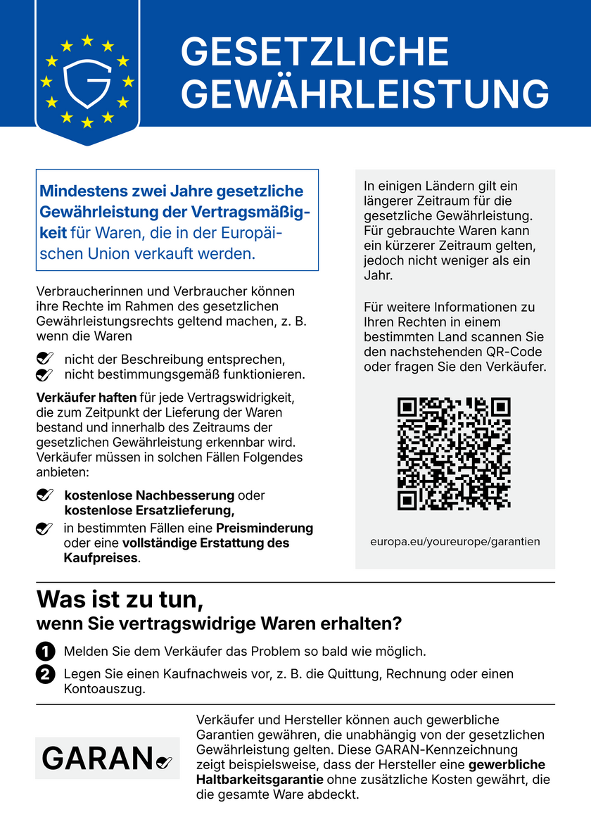 EU-Information zur gesetzlichen Gewährleistung