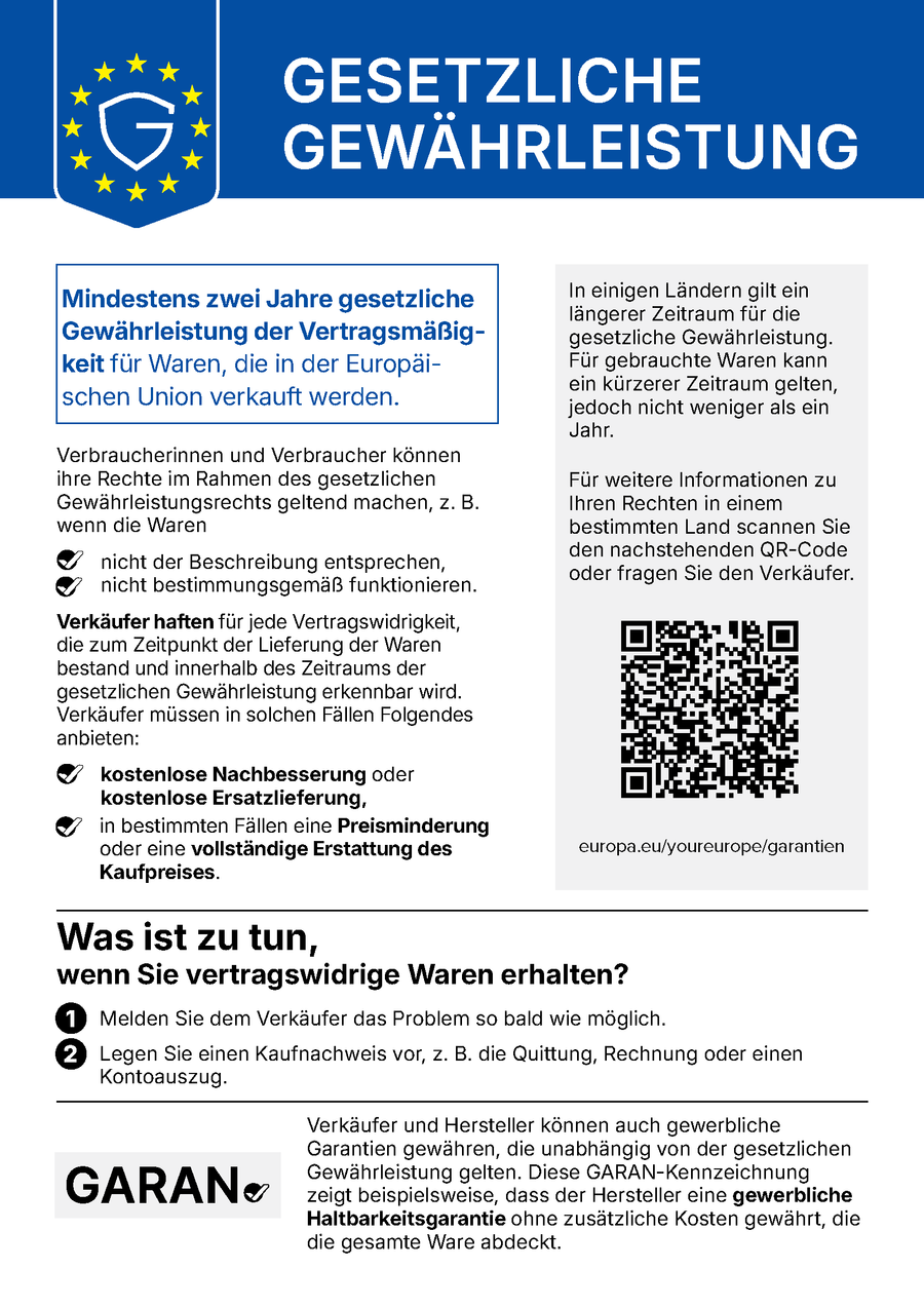 EU-Information zur gesetzlichen Gewährleistung